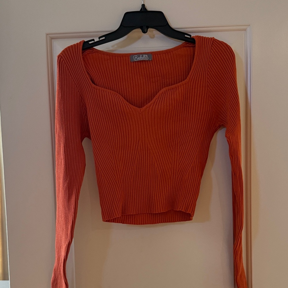 Gilded Intent Orange Ribbed Sweater